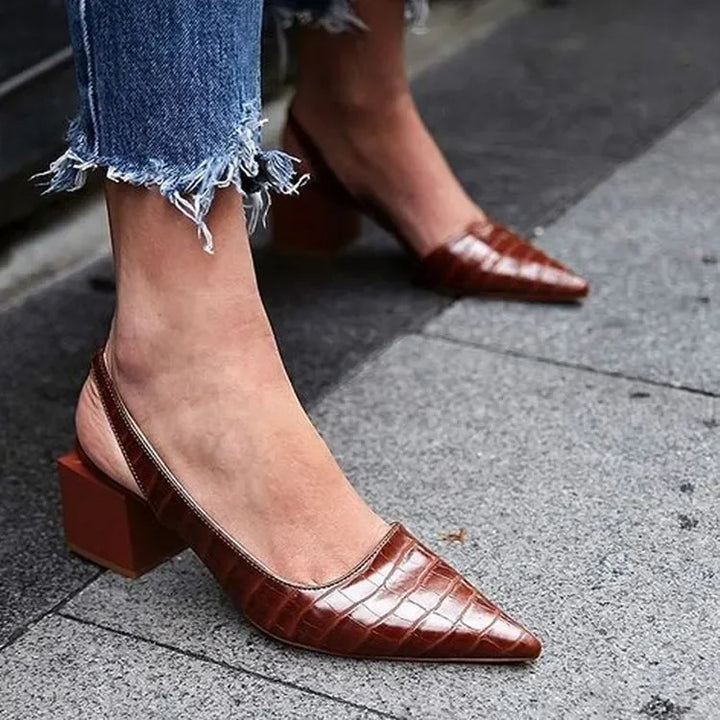Zarrah - Escarpins à talon bloc pour femme avec motif crocodile