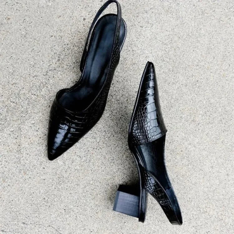 Zarrah - Escarpins à talon bloc pour femme avec motif crocodile