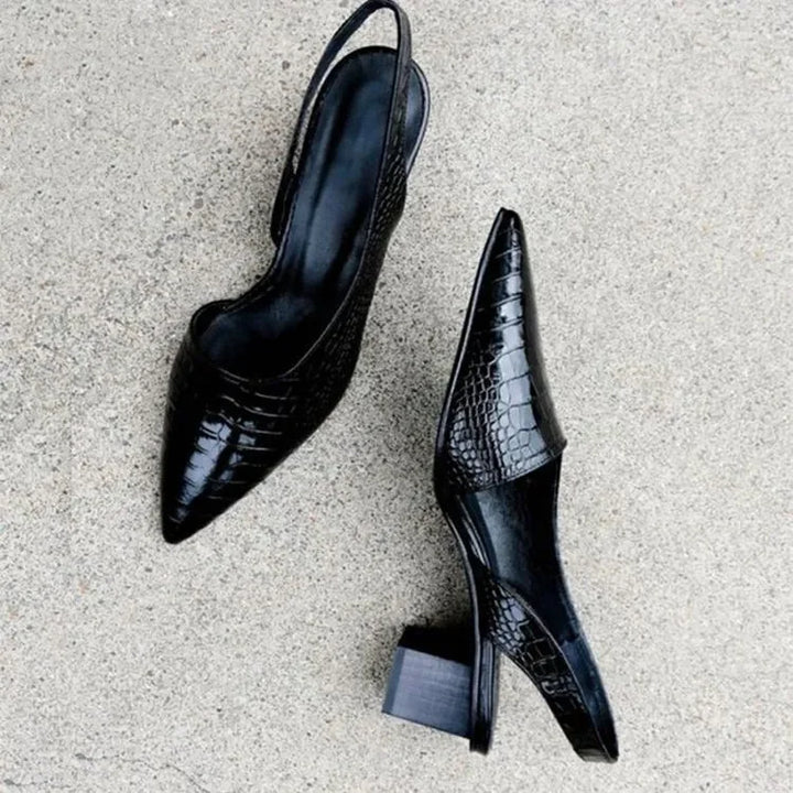 Zarrah - Escarpins à talon bloc pour femme avec motif crocodile