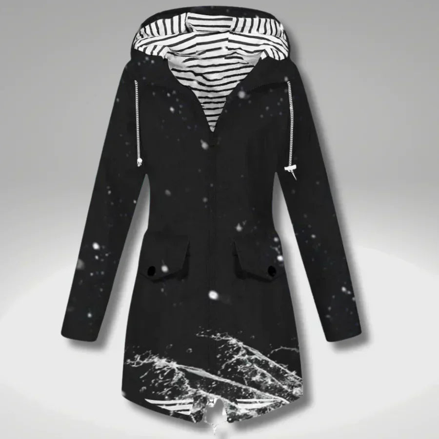 Manteau léger et imperméable avec capuche réglable pour femmes - Jade