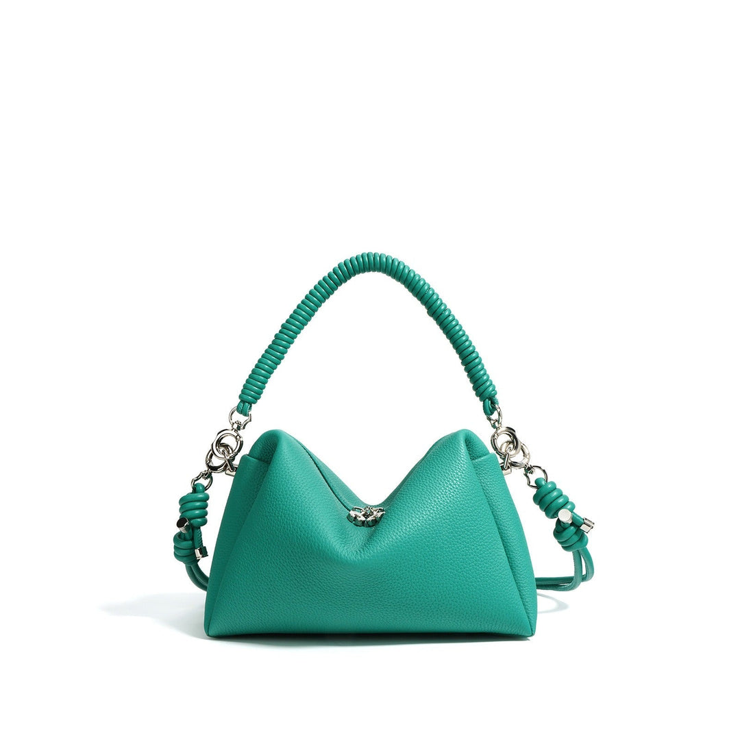 Sac à bandoulière en cuir véritable pour femme avec poignée tressée design moderne - Mireya