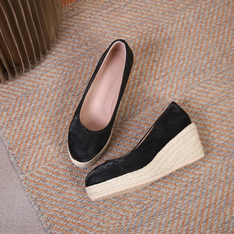 Chaussures compensées pour femme avec semelle tressée style espadrille - Élodie