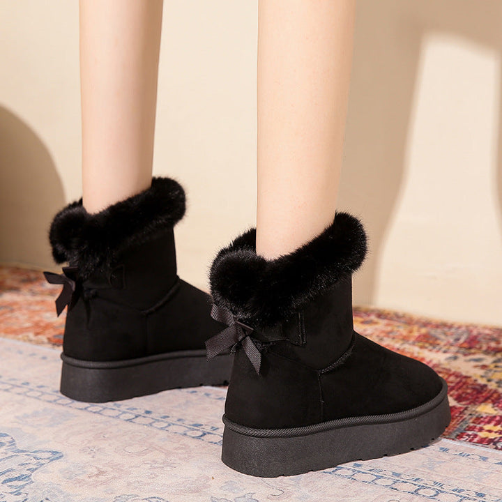 Bottines d'hiver pour femmes avec nœud et doublure thermique - Bianka