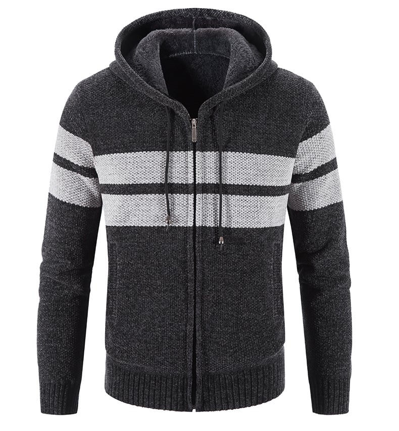 Veste tricotée pour hommes avec capuche et doublure thermique - Tobias