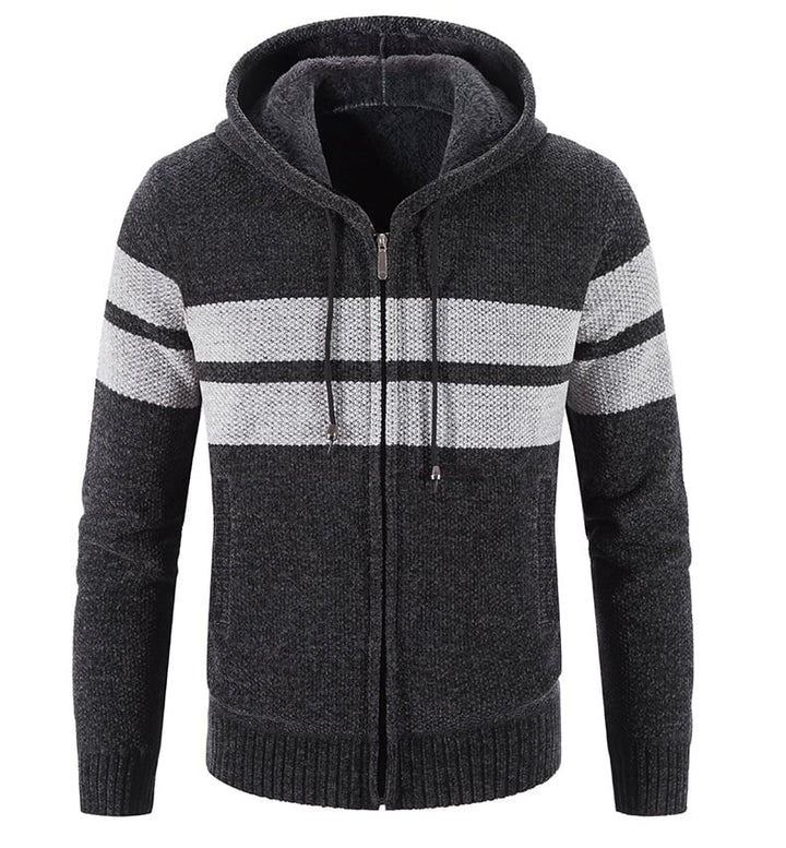 Veste tricotée pour hommes avec capuche et doublure thermique - Tobias