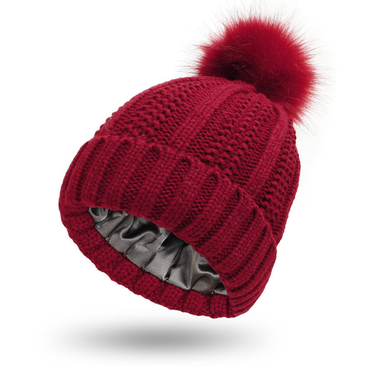 Bonnet tricoté pour femme avec pompon - Daitonna