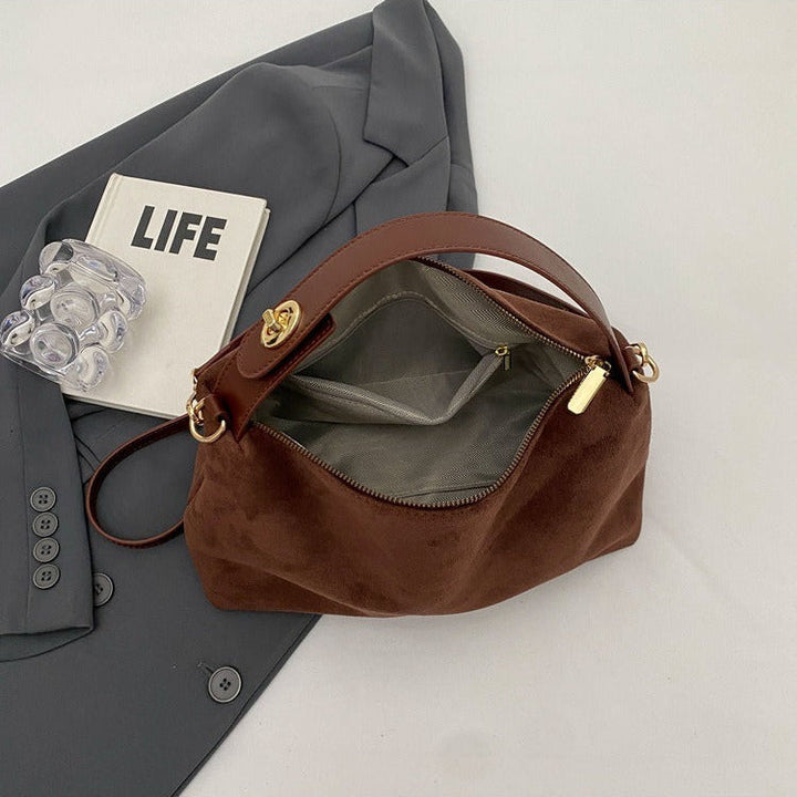 Sac à bandoulière en daim souple de style rétro pour femmes - Maëlle