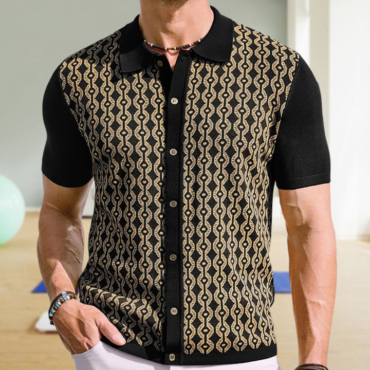 Polo homme en jacquard tissé à motifs géométriques - Esteban