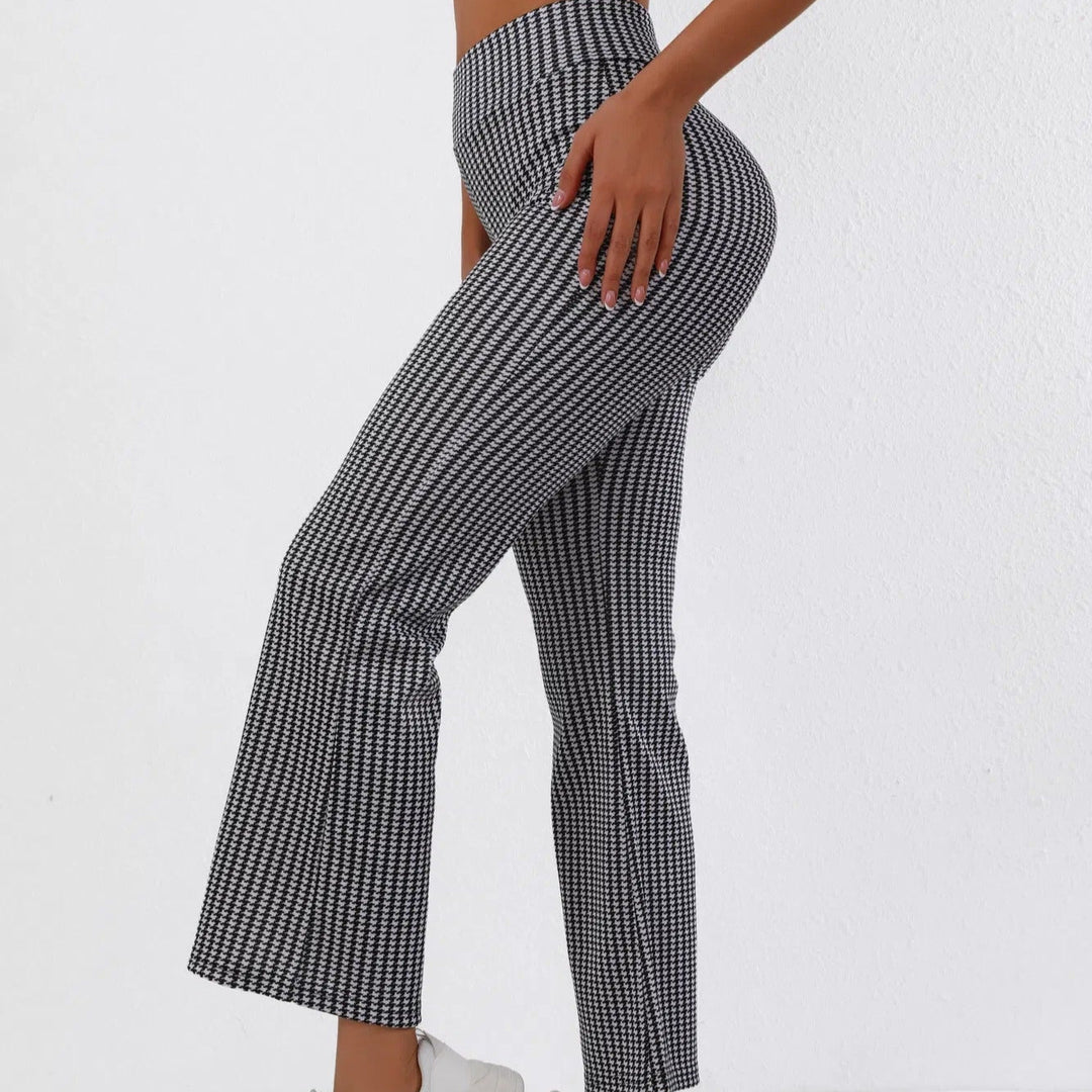 Pantalon évasé pour femme en tissu extensible avec imprimé classique - Renata