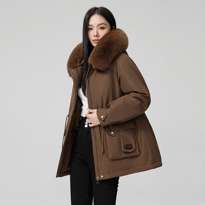 Manteau matelassé pour femme avec col en fourrure synthétique - Mirela