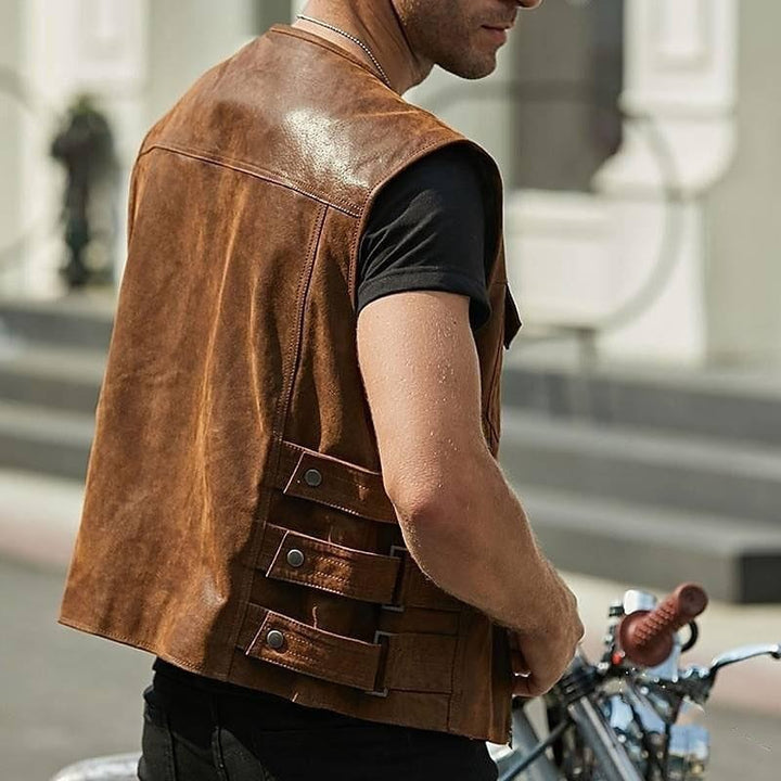Gilet homme en cuir synthétique style biker - Ernesto