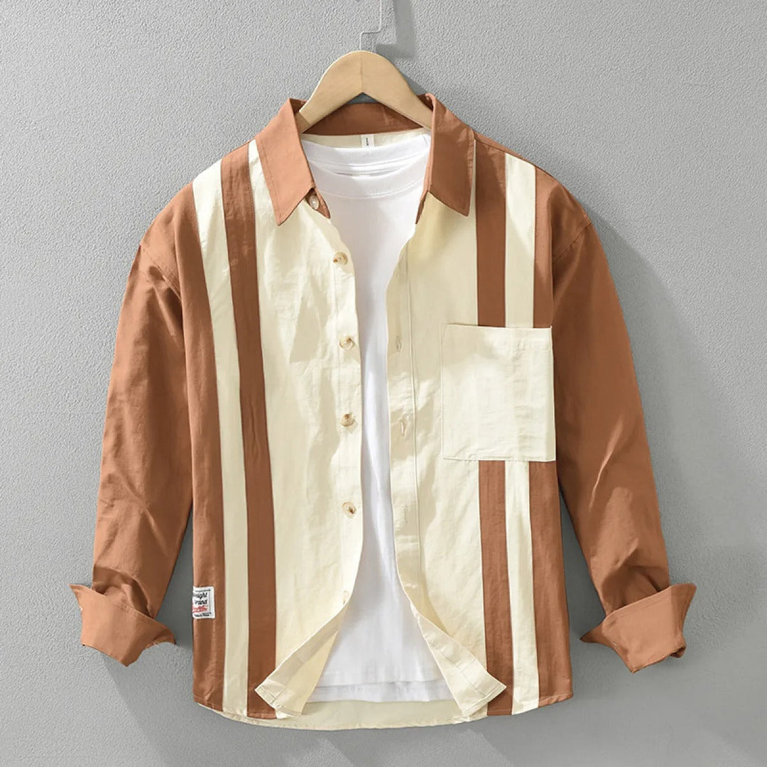 Chemise décontractée en coton imprimé rétro pour hommes - Mateo