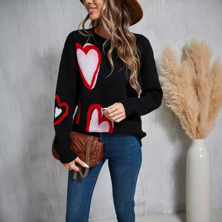 Pull en tricot à cœur central pour femmes - Virela