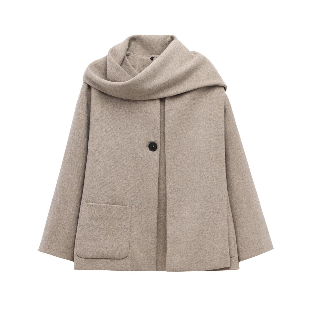 Manteau pour femme de style français avec col enveloppant - Nèora