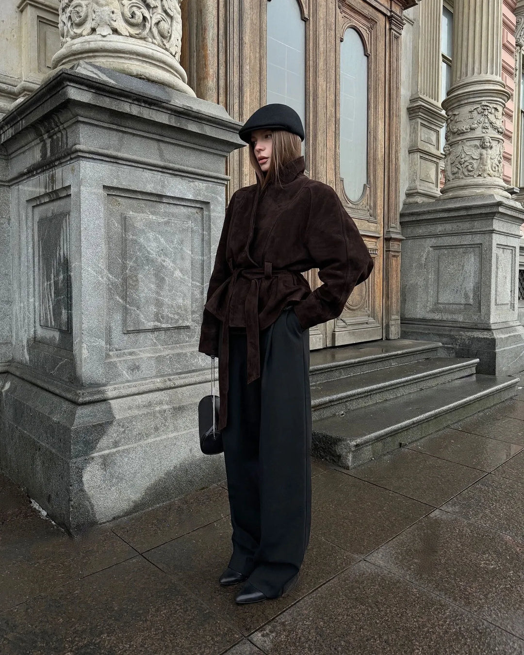 Veste rétro en daim à manches longues - Valentina