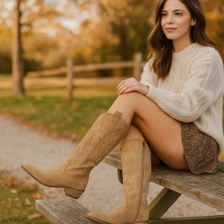 Bottes hautes pour femmes, style cow-boy, à talons larges - Stilla