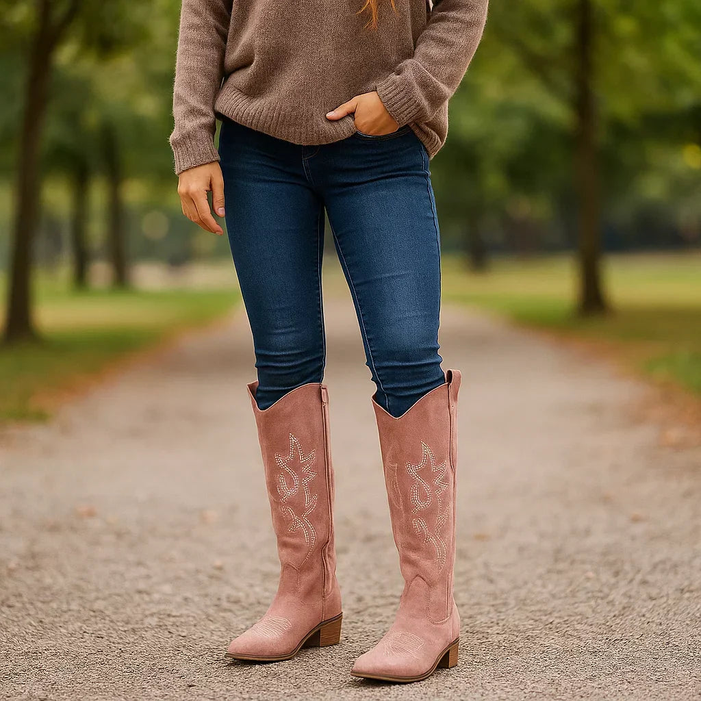 Bottes hautes pour femmes, style cow-boy, à talons larges - Stilla