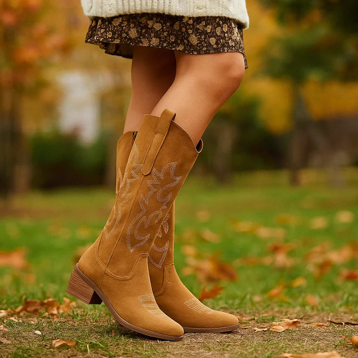 Bottes hautes pour femmes, style cow-boy, à talons larges - Stilla