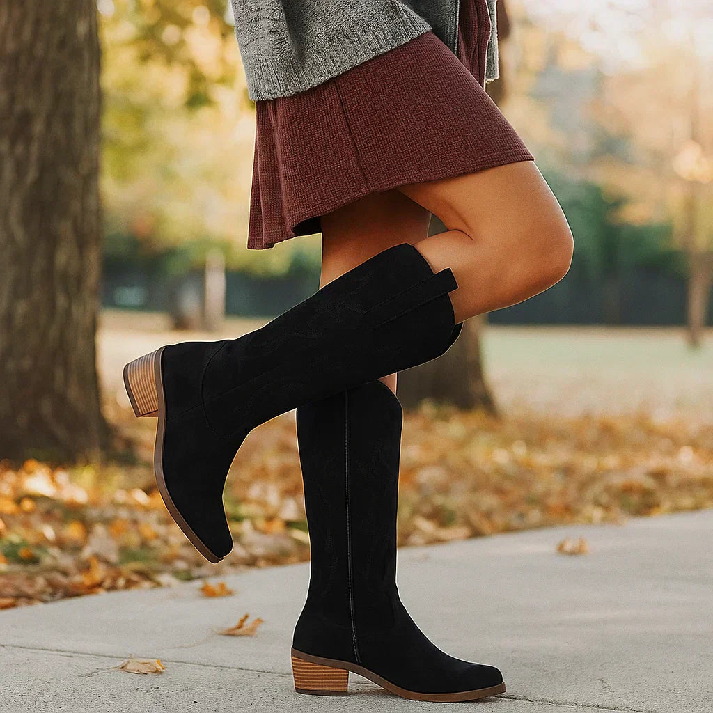 Bottes hautes pour femmes, style cow-boy, à talons larges - Stilla