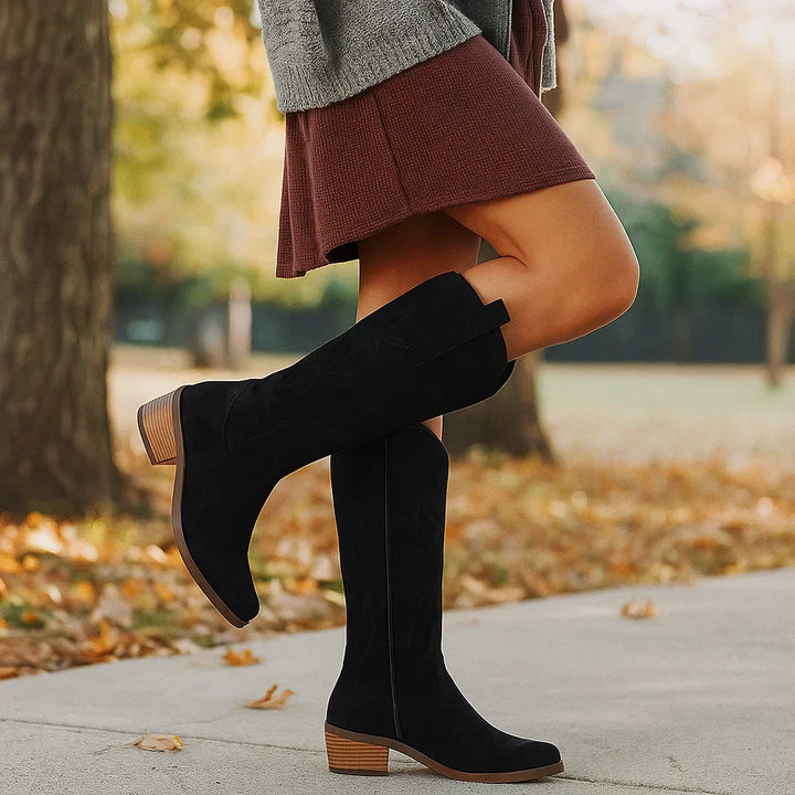 Bottes hautes pour femmes, style cow-boy, à talons larges - Stilla