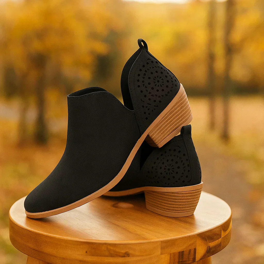 Bottines basses pour femmes à talon bas ajouré - Felicia