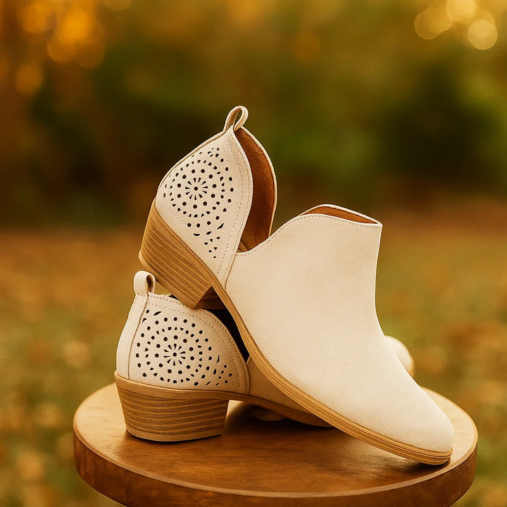 Bottines basses pour femmes à talon bas ajouré - Felicia