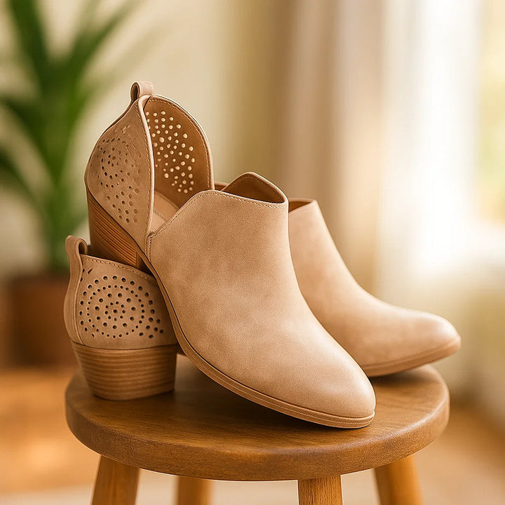 Bottines basses pour femmes à talon bas ajouré - Felicia