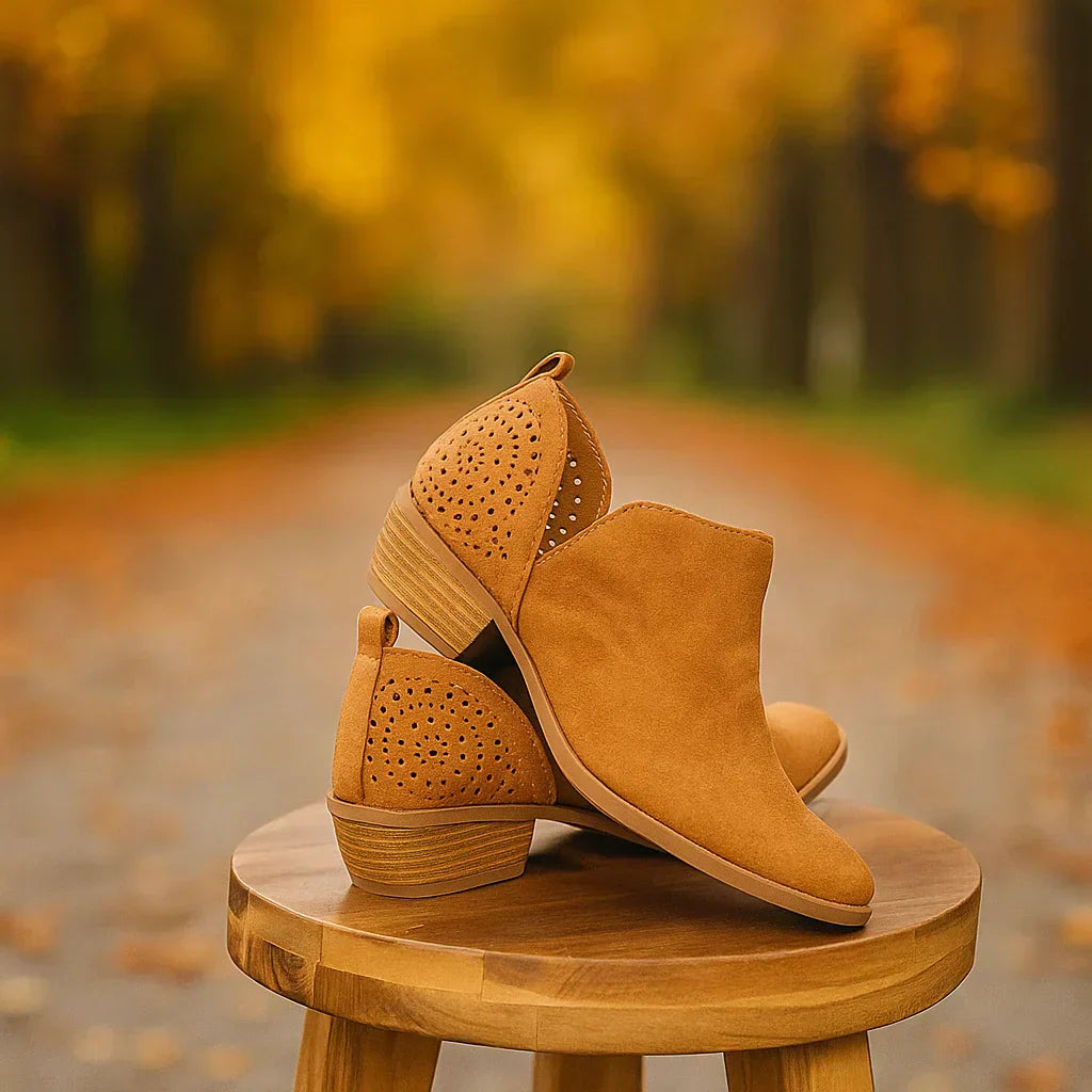 Bottines basses pour femmes à talon bas ajouré - Felicia