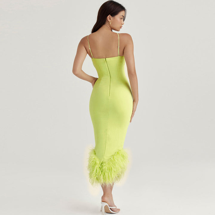 Angelina - Robe slim asymétrique dos nu