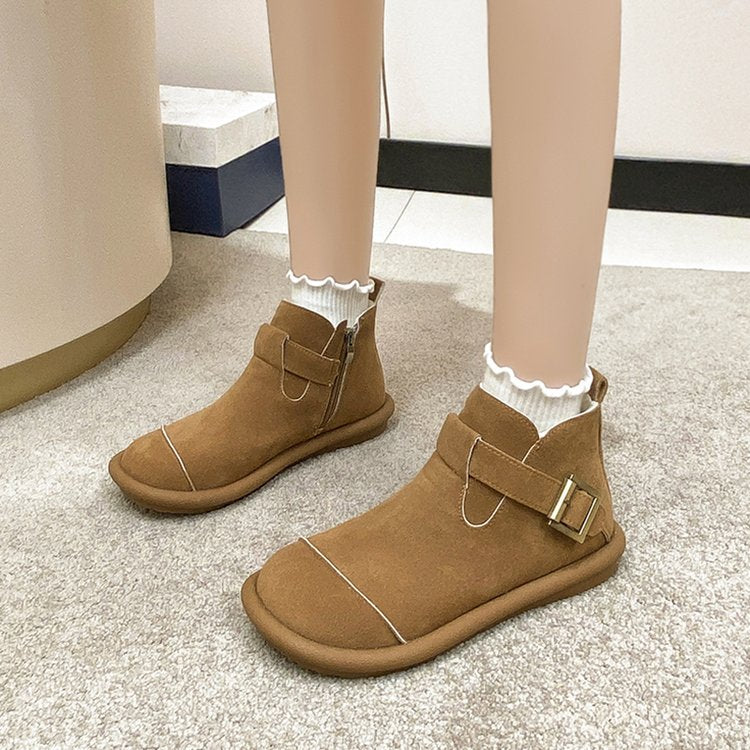 Bottines d'hiver pour femmes en daim avec boucle latérale - Estelle