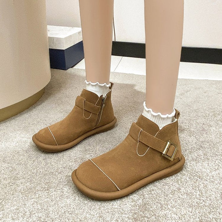 Bottines d'hiver pour femmes en daim avec boucle latérale - Estelle