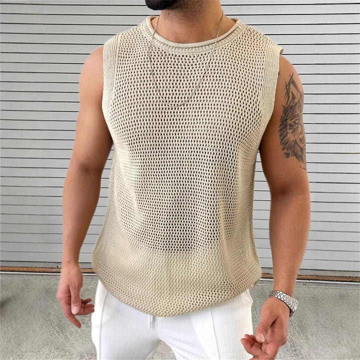 Gilet sans manche homme style urbain tissu ajouré - Elias