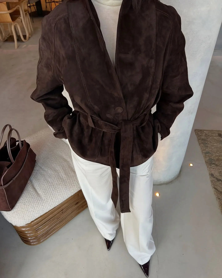 Veste rétro en daim à manches longues - Valentina