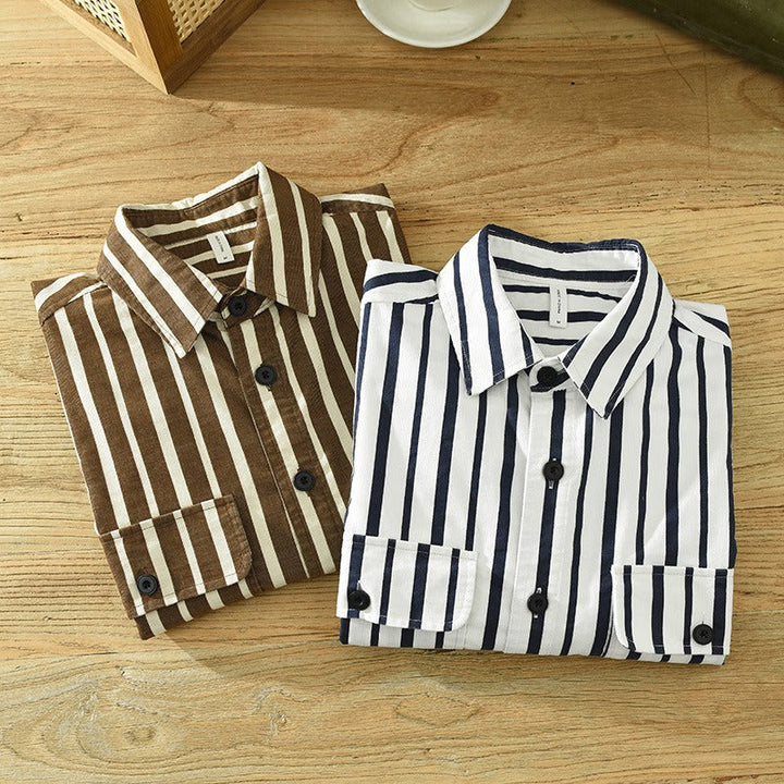 Chemise en coton rayé de style décontracté pour hommes - Damien