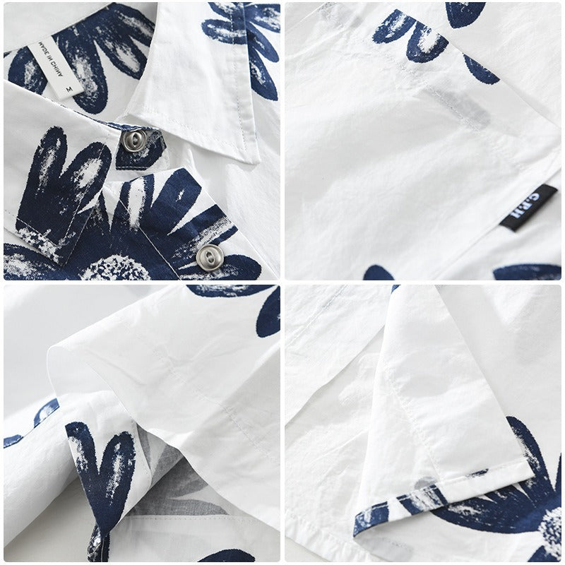 Chemise décontractée en coton imprimé floral à manches courtes pour hommes - Rodrigo