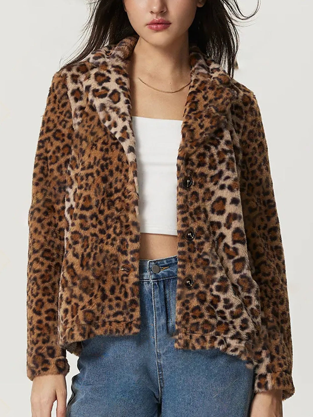 Manteau à revers léopard - Mireille