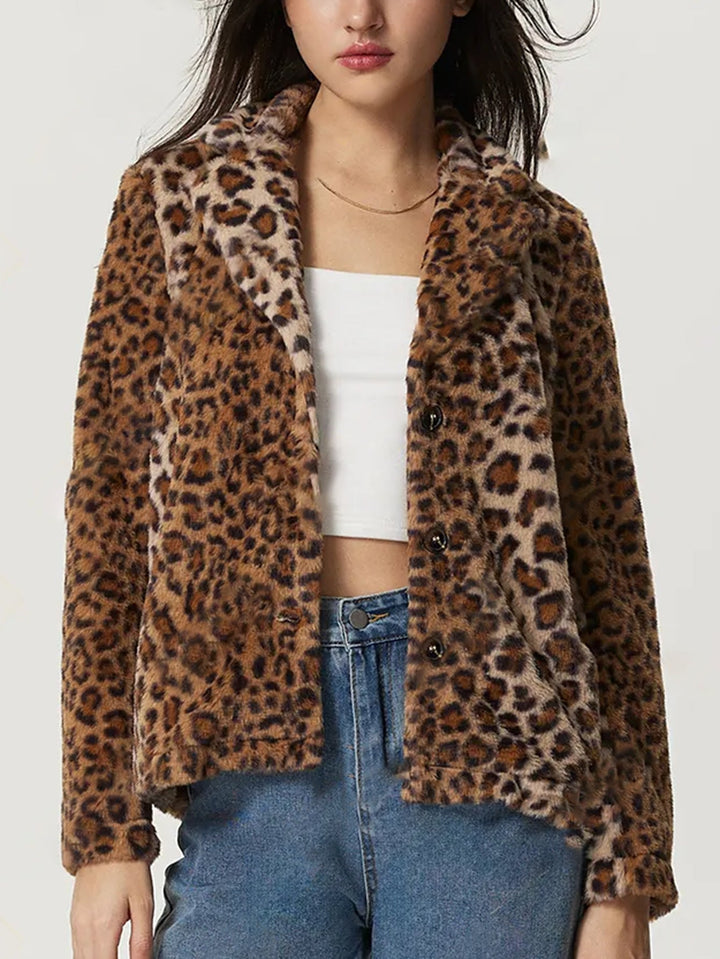Manteau à revers léopard - Mireille