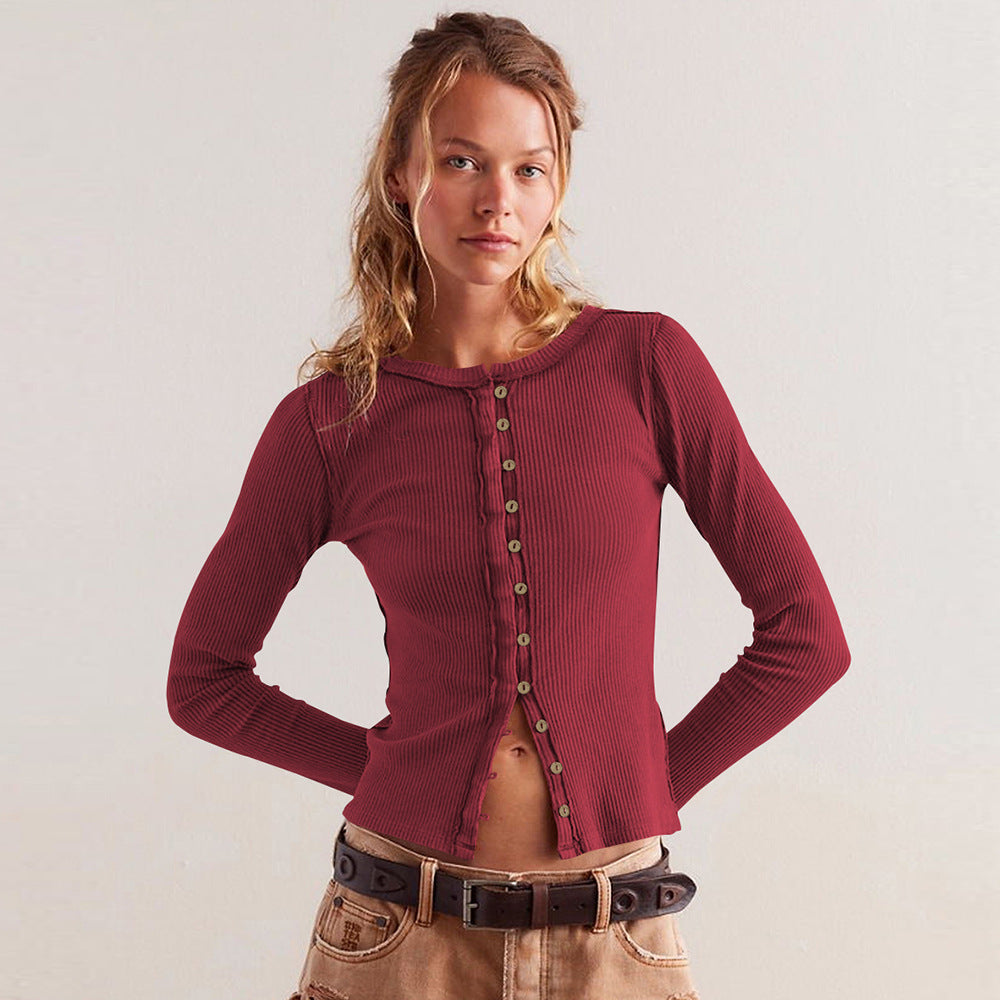 Cardigan effet côtelé avec boutons pour femme - Seliane