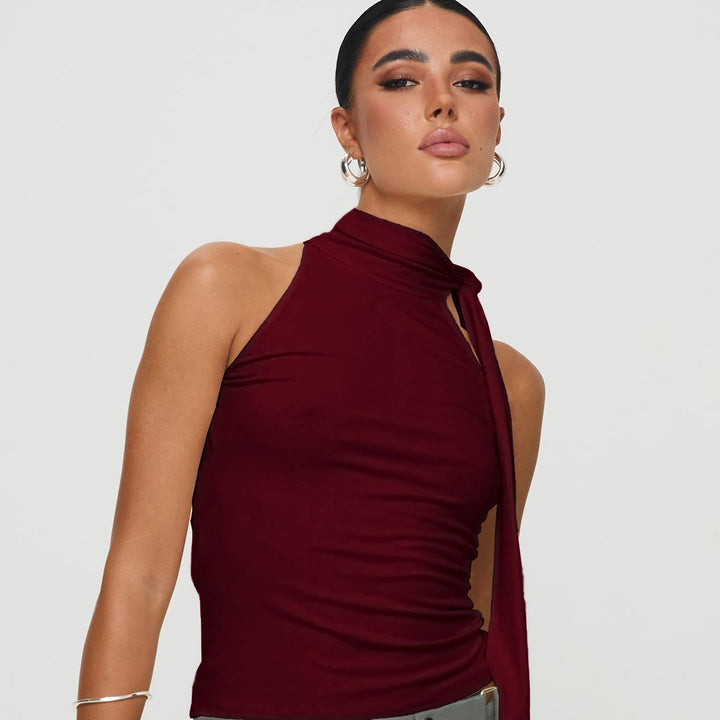 Top sans manches à dos nu avec nœud asymétrique pour femme - Natalia