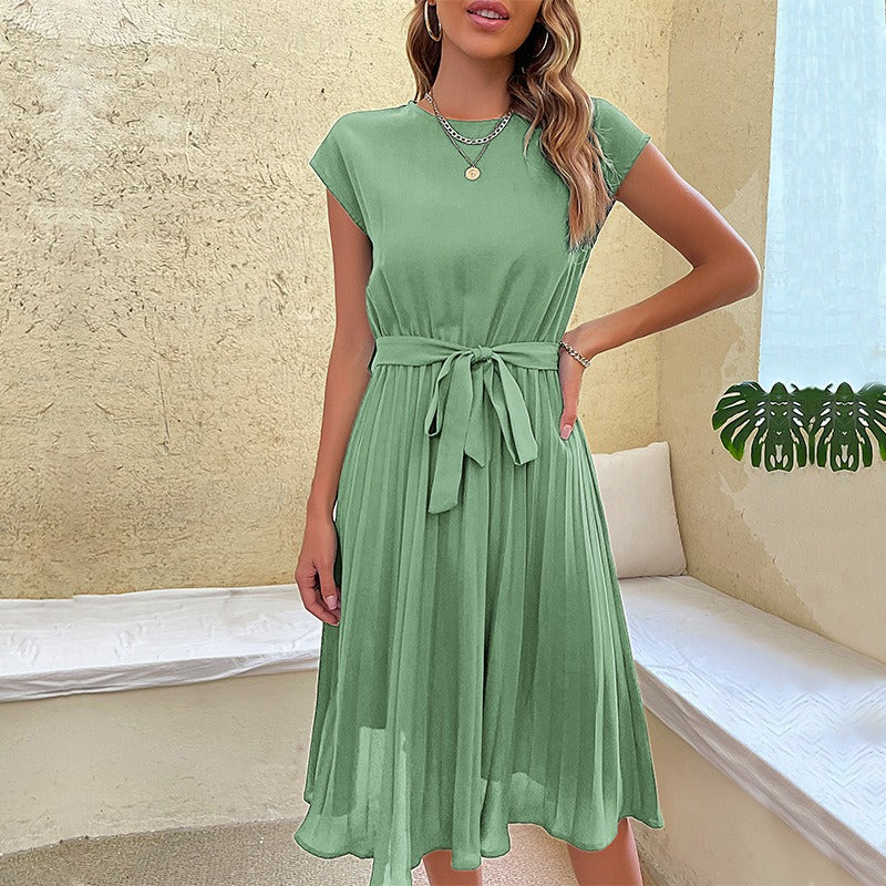 Robe midi plissée pour femme avec ceinture élégante - Julieta
