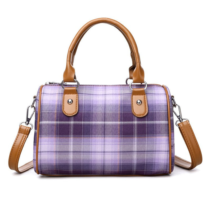 Sac à bandoulière pour femmes à imprimé tartan et poignées contrastées - Milena