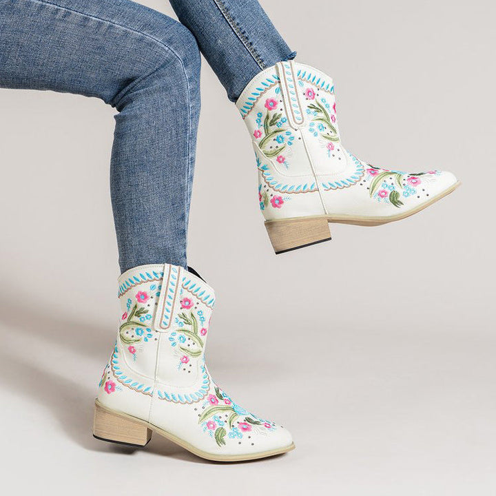 Bottes mi-mollets brodées - Sienna