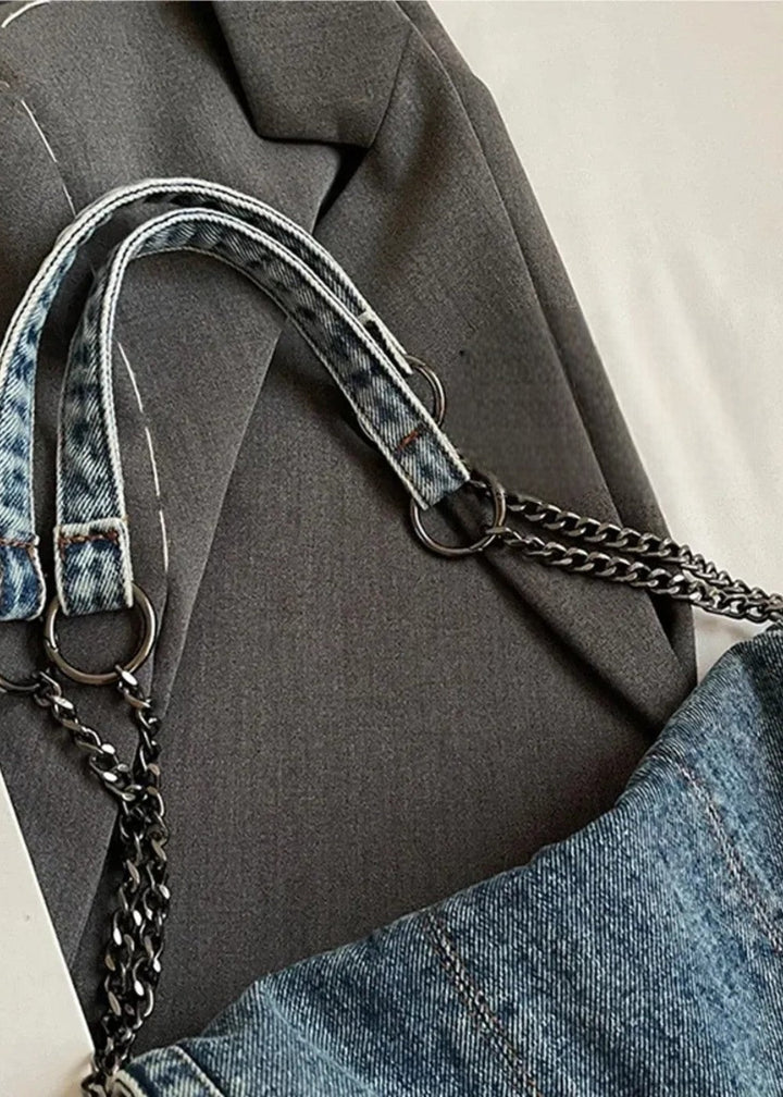 Sac à chaîne métallique de style urbain en denim - Briseida