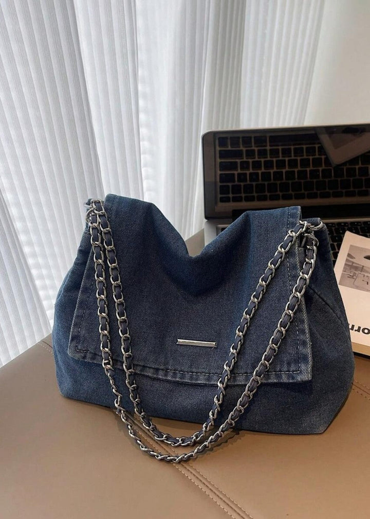 Sac à chaîne métallique de style urbain en denim - Briseida