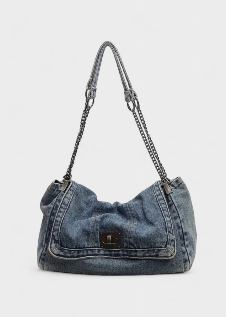 Sac à chaîne métallique de style urbain en denim - Briseida