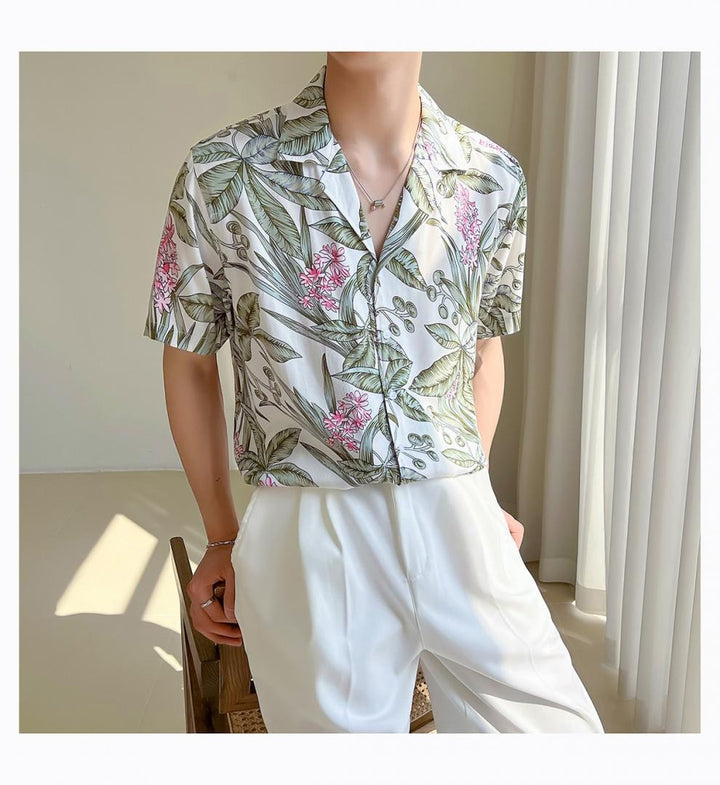 Chemise homme en viscose à imprimé tropical, coupe ample - Julian