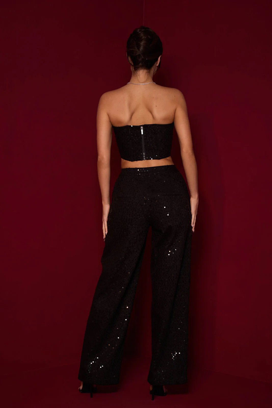 Débardeur à Paillettes Matty M Taille S - Occasion Très Bon état, Couleur Taupe Gris