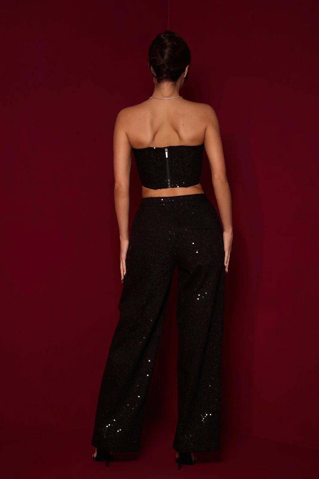 Ensemble pantalon denim à paillettes Matilda