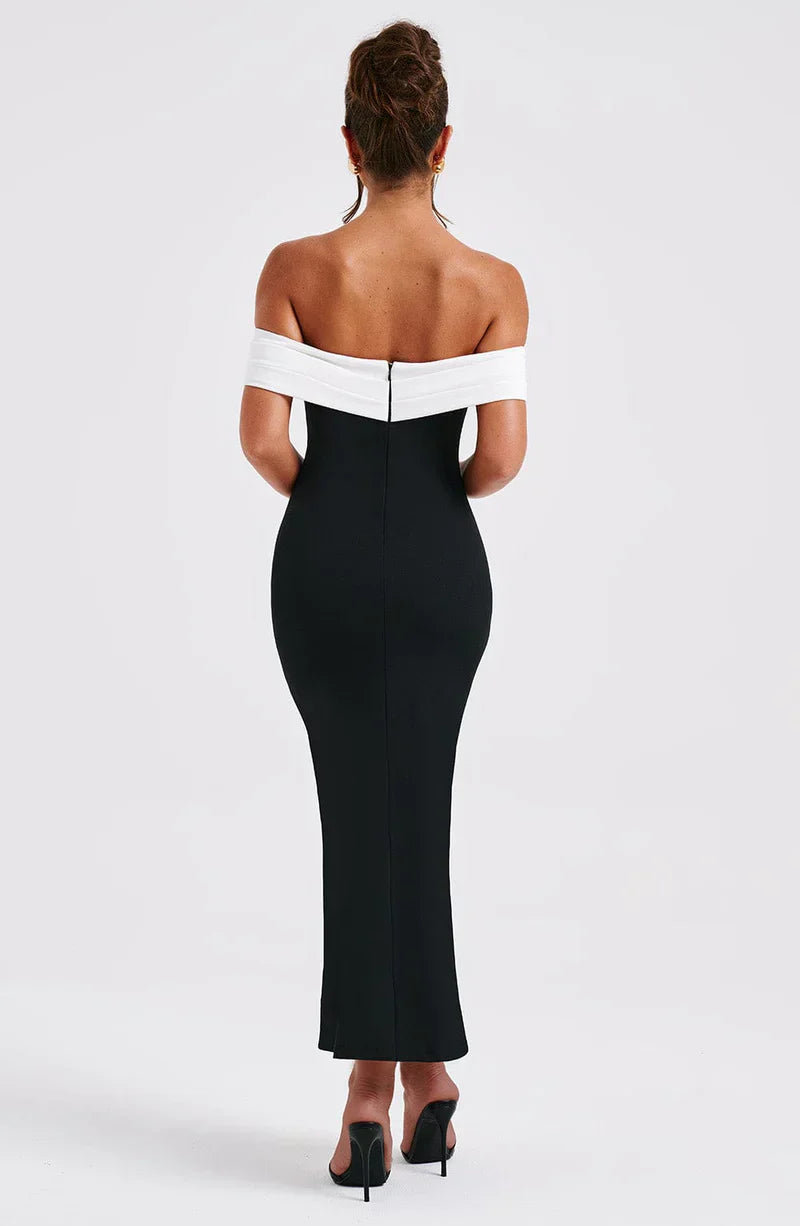 Lina - Longue robe noire élégante