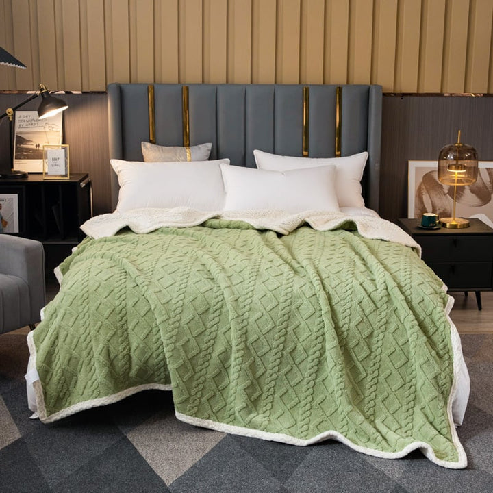 Couverture thermique double couche avec effet laine douce